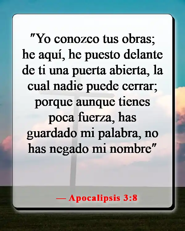 Versículos de la Biblia sobre cuando sientes que quieres rendirte (Apocalipsis 3:8)