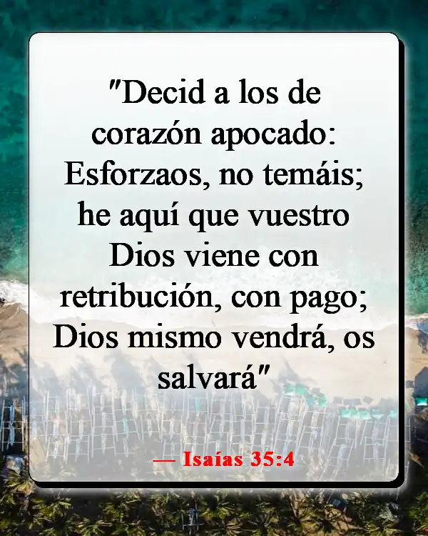Versículos de la Biblia sobre Dios peleando nuestras batallas (Isaías 35:4)