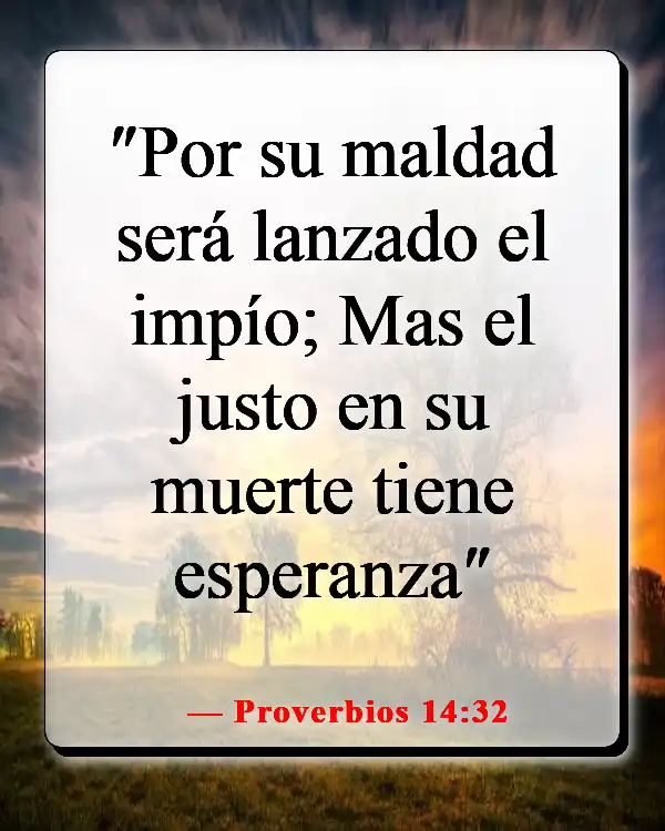 Versículo de la Biblia sobre encontrar paz en la muerte (Proverbios 14:32)