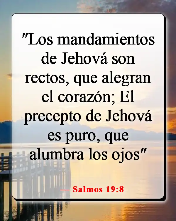 Versículos de la Biblia sobre encontrar gozo y felicidad en el Señor (Salmos 19:8)