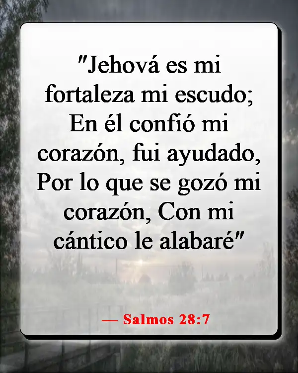 Versículos de la Biblia sobre cuando sientes que quieres rendirte (Salmos 28:7)