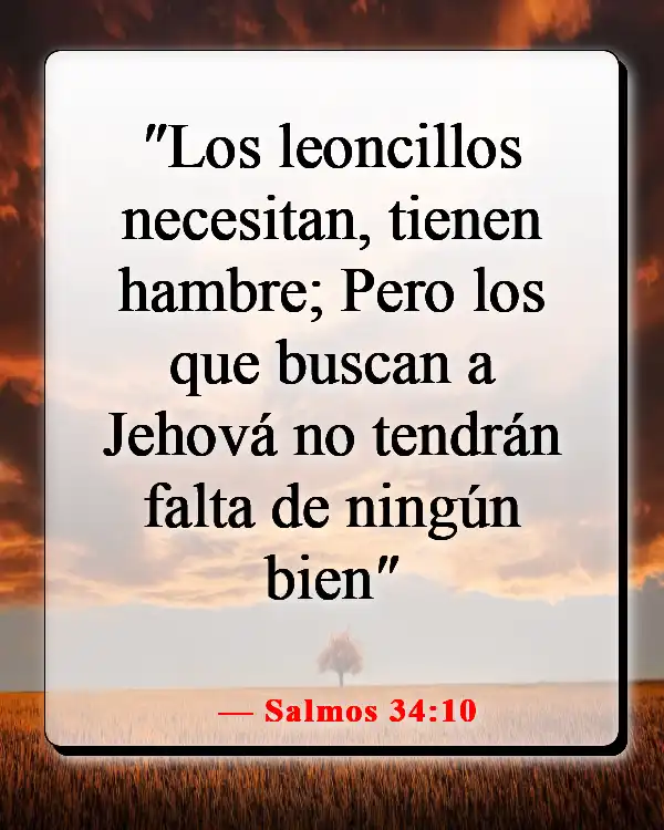 Versículos de la Biblia sobre preocuparse por el dinero (Salmos 34:10)
